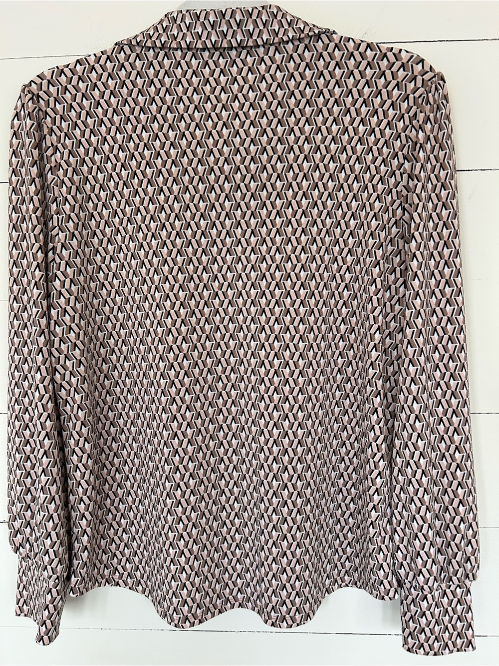 Adrianna Papell Pink, Brown,Black Geometric V-Neck Long Sleeve Blouse Size Sm - Picture 2 of 4